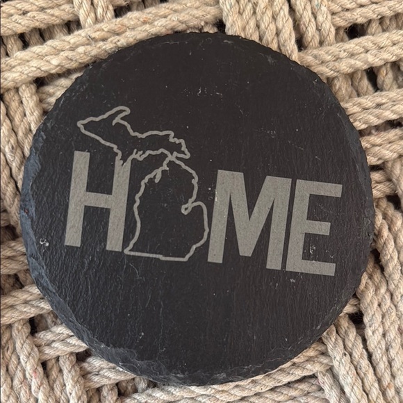 Michigan Black Slate Round Beverage Coaster Set of 5 - Picture 3 of 7